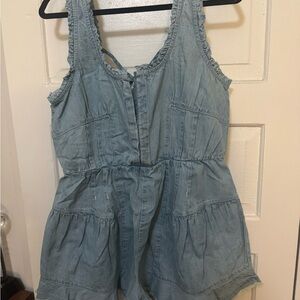 We The Free Light Blue Denim Romper